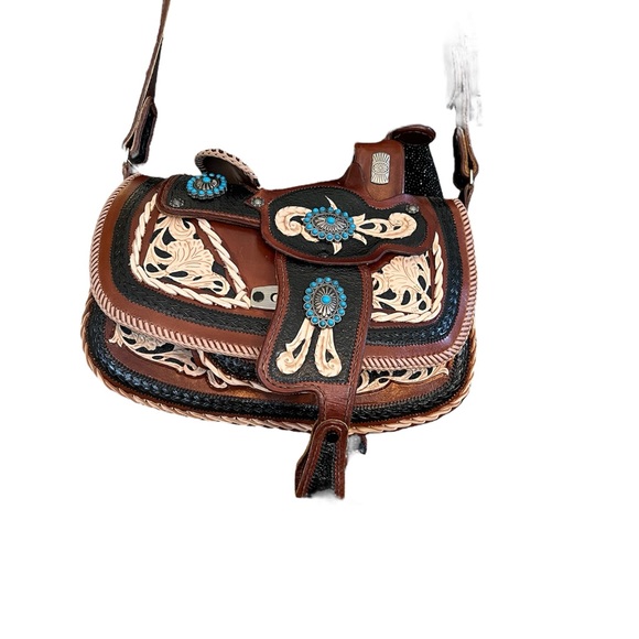 Mustang Western Saddle Purse, Handmade in USA by JohnPaul Leatherworks NWOT - Picture 13 of 15